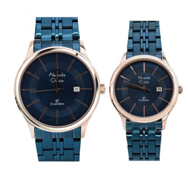 Alexandre Christie AC 8348 Rosegold Blue Couple